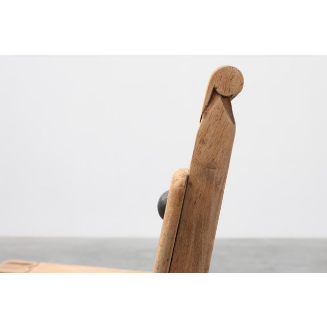 Wood Brutalist Armchair with Carved Rosettes and Nailed Wooden Seat, Spain, 1950s For Sale - Image 7 of 16