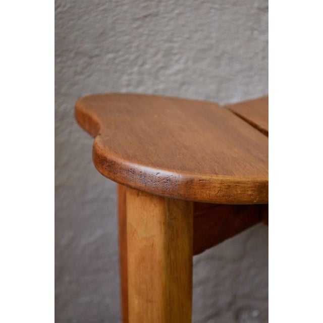 Clover-Shaped Stool in Oak by Marcel Gascoin, 1950s For Sale - Image 6 of 10