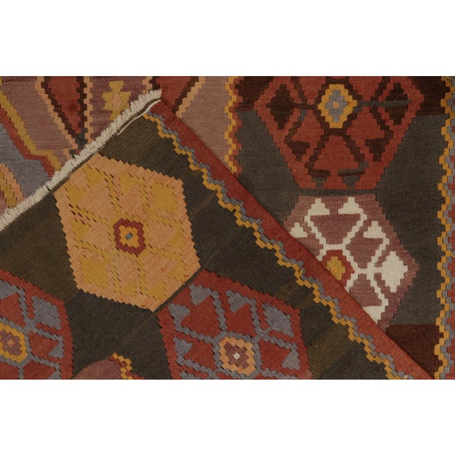 Textile 1950s Vintage Kilim Rug in Pink With Colorful Tribal Medallion Patterns For Sale - Image 7 of 7