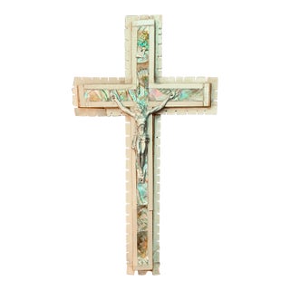 Mid-Century Jerusalem Crucifix With Mother-of-Pearl Inlay For Sale