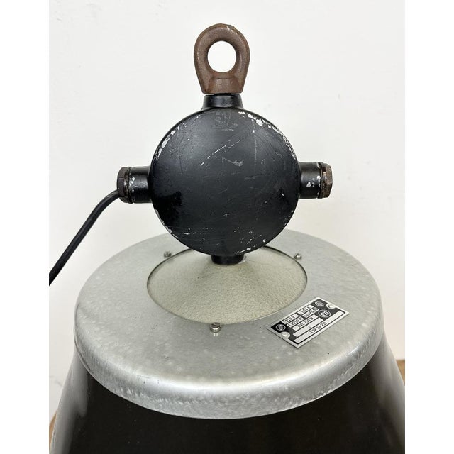 Industrial Black Enamel Factory Pendant Lamp, 1960s For Sale - Image 13 of 15