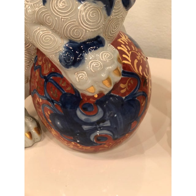 Vintage Blue and White Foo Dogs - a Pair For Sale - Image 5 of 11