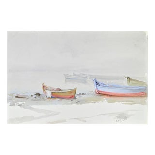 Carlo Ravagnan, View of the Lagoon in Venice, Watercolor For Sale