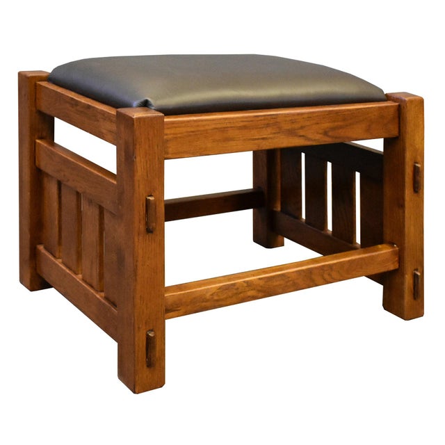 2020s Wide Spindles Mission Oak Foot Stool For Sale - Image 5 of 5