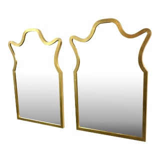 Pair of Gold Leaf Wood Wall Mirrors For Sale For Sale