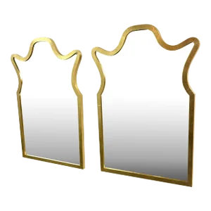 Pair of Gold Leaf Wood Wall Mirrors For Sale