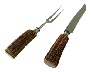 Vintage Solingen Germany Stag Handled Cutlery Serving Knife & Fork - 2 Pcs.