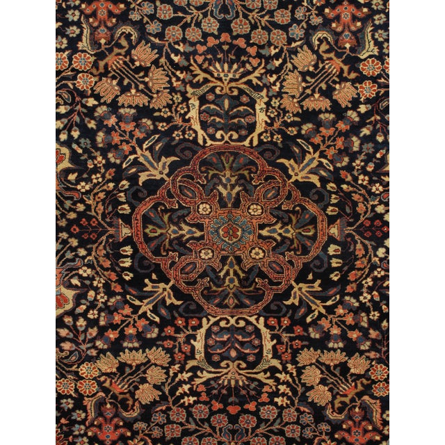 Antique Farahan Sarouk Carpet, Handmade Oriental Rug, Navy, Ivory, Green, Red For Sale - Image 9 of 12