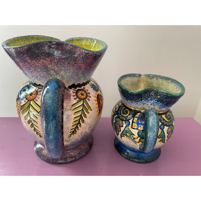 Antique Paul Fouillen Quimper Pitchers- Set of 2 For Sale - Image 4 of 6