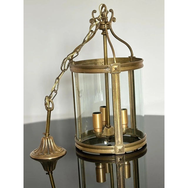 Mid-Century Modern Lantern in Brass and Blown Glass, Italy, 1950s For Sale - Image 3 of 12