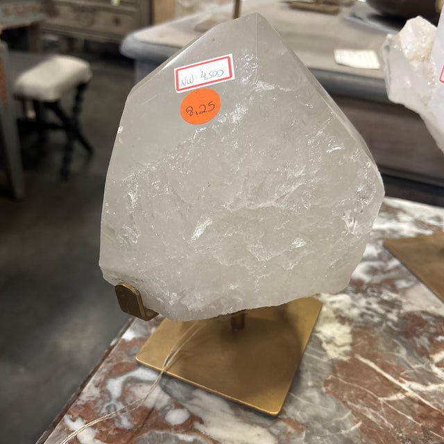 A Quartz Crystal on Golden Stand - C For Sale - Image 4 of 10