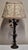 Art Deco French Table Lamp with Metal Frame, Porcelain Flowers, and Fabric Shade, 1930s, in Very Good conditions. Designed...
