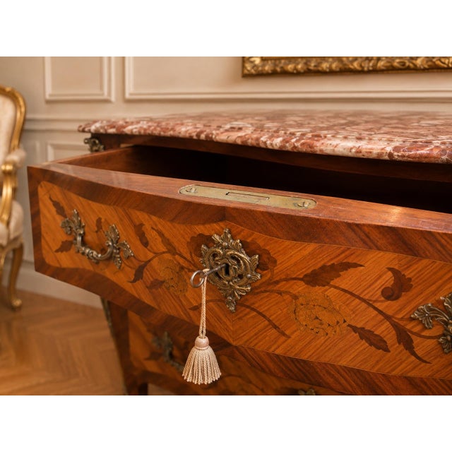 1900s French Louis XVI Fruitwood Marble Commode For Sale - Image 10 of 17