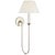 Amber Lewis for Visual Comfort Signature Ingela 24" Single Sconce in Polished Nickel with Silk Pleat Shade For Sale