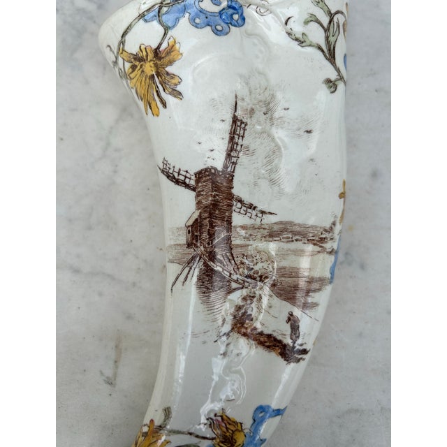 19th Century French Wall Pocket Faience Windmill Choisy Le Roi For Sale - Image 4 of 5