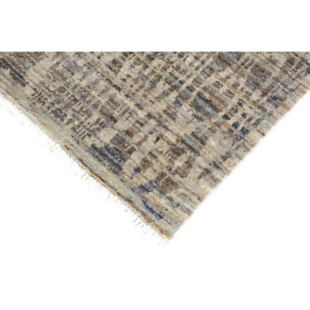 Contemporary 1990s Modern Ikat Gray & Blue Wool Rug - 4'1 X 6'3 For Sale - Image 3 of 8