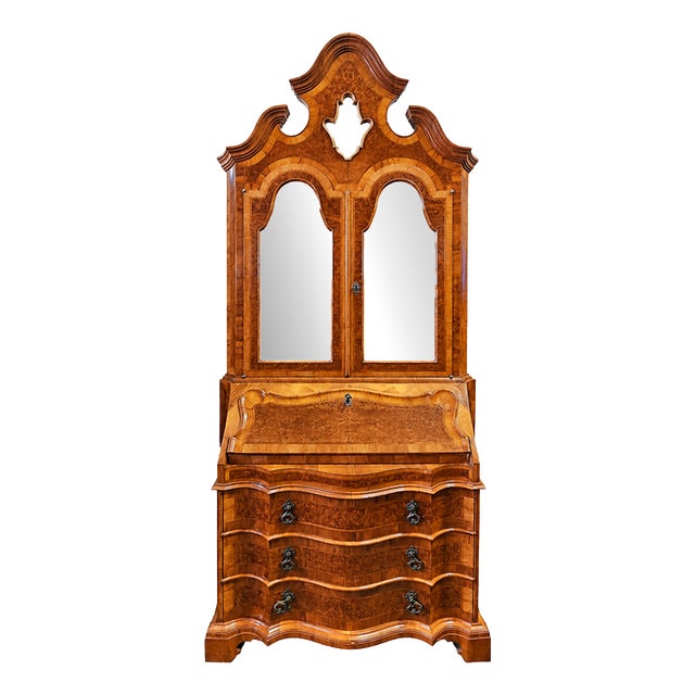 Early 20th Century Venetian Burl Trumeau with Flap and Mirrors For Sale