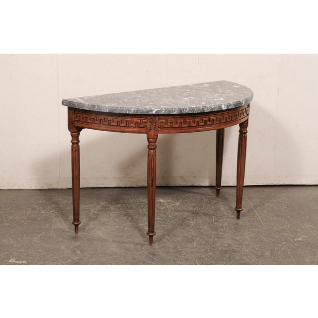 Early 19th C. French Marble Top Demi-Lune For Sale - Image 4 of 12