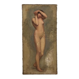French 19th Century Nude Oil Painting on Canvas For Sale
