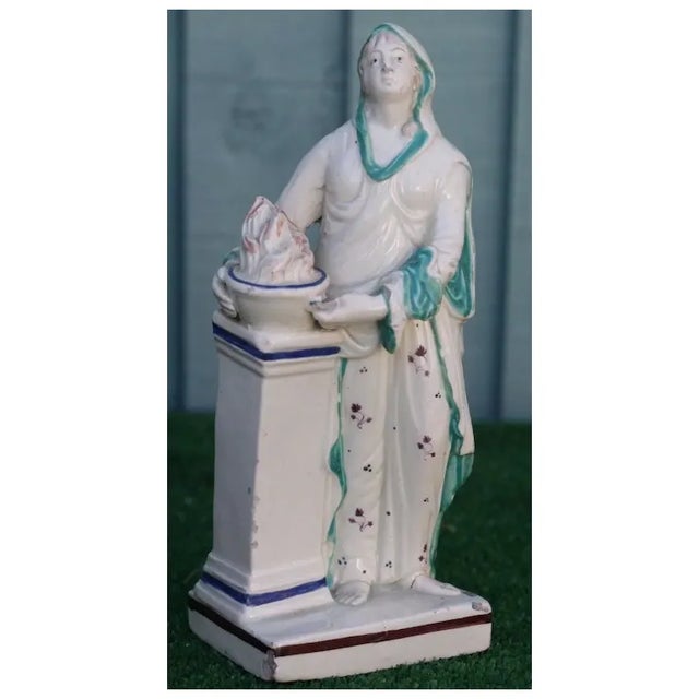 Antique 18th Century English Georgian Pearlware Classical Staffordshire Figure of Medea at the Altar of Diana C. 1800 For Sale - Image 9 of 10