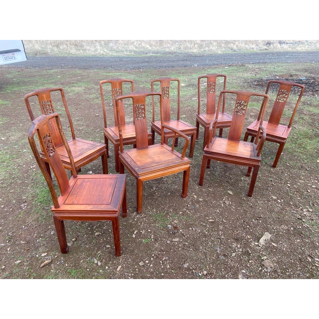Antique Chinese Ming Style Rosewood Chair Set of 8 Need Restoration For Sale - Image 4 of 12