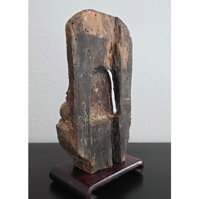 Ming Dynasty Antique Chinese Carved Gilded Wood Bodhisattva Figure Statue For Sale In Dallas - Image 6 of 18