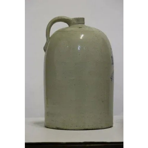 American Large 18âˆšÂ© H. Early American #5 Pennsylvania Salt Glaze Jug Pottery For Sale - Image 3 of 7