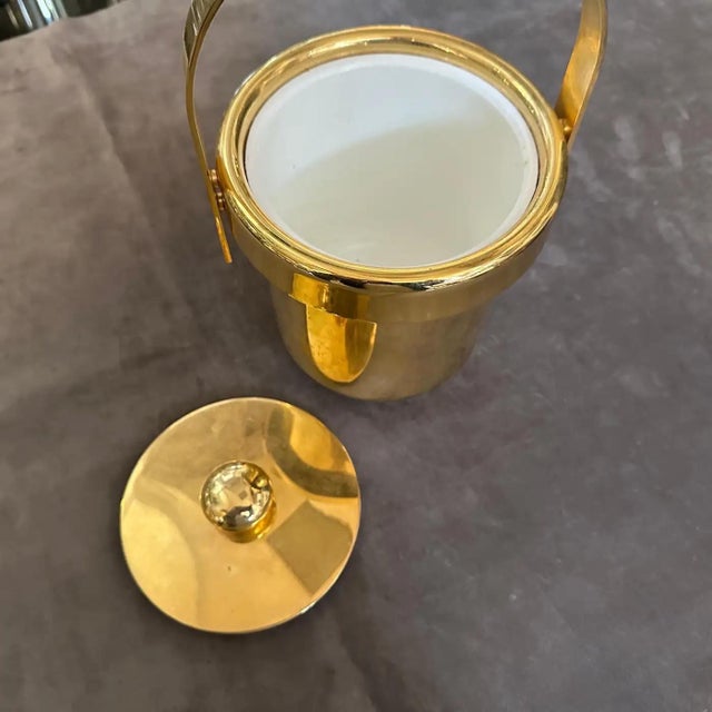 1970s Mid-Century Modern Gilded Metal Italian Ice Bucket For Sale - Image 9 of 11