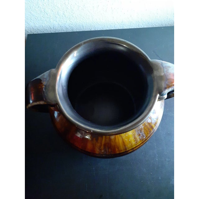 Vintage Art Studio Glazed Pottery Dual Handle Squat Vase For Sale In Dallas - Image 6 of 7
