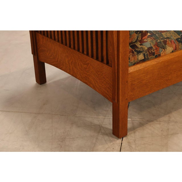 Brown Stickley Mission Collection Oak Prairie Settle For Sale - Image 8 of 18