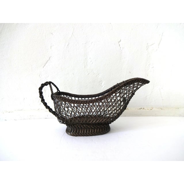 19th Century Antique French Wine Bottle Basket With Rope Link Handle For Sale - Image 5 of 11