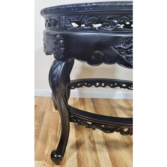 Antique Asian Dragon Pierce Carved Oval Center Table For Sale - Image 9 of 13