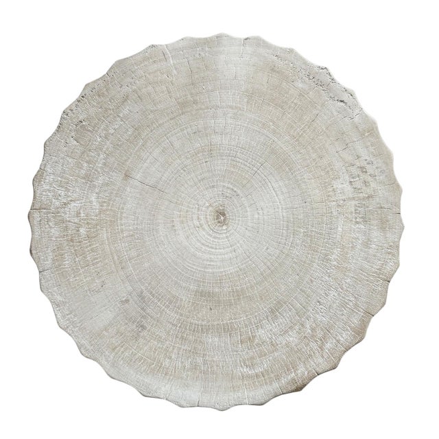 Contemporary White Wash Scallop Hourglass Side Table For Sale - Image 3 of 5