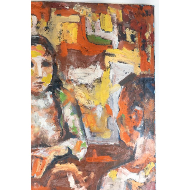 Abstract Mid Century Colorful Figurative Abstract Oil on Canvas Painting For Sale - Image 3 of 10