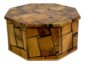 1960s Richard Gross Mid-Century Modern Marquetry Style Lidded Octagonal Box