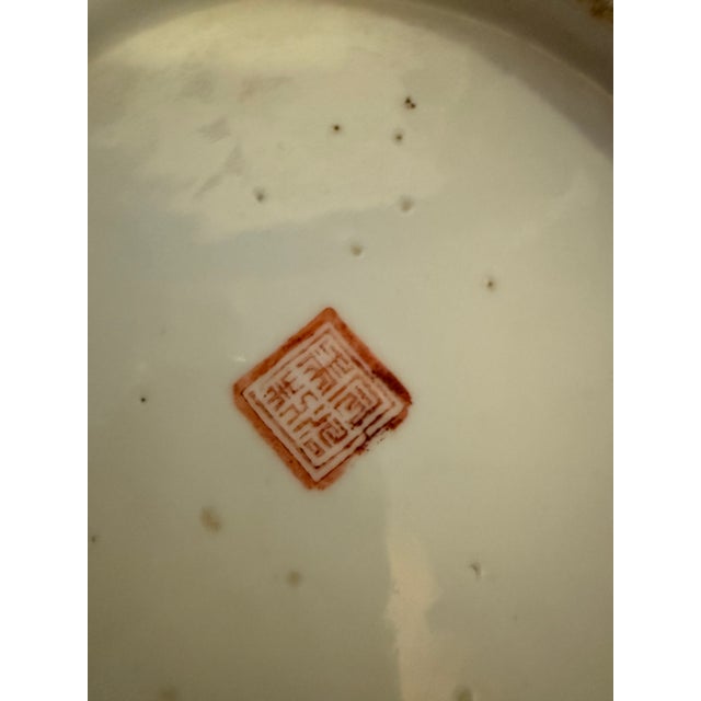 Vintage Chinese Famille Rose Porcelain Three-Piece Set – Pair of Hat Stands & Matching Cachepot Planter For Sale - Image 11 of 11