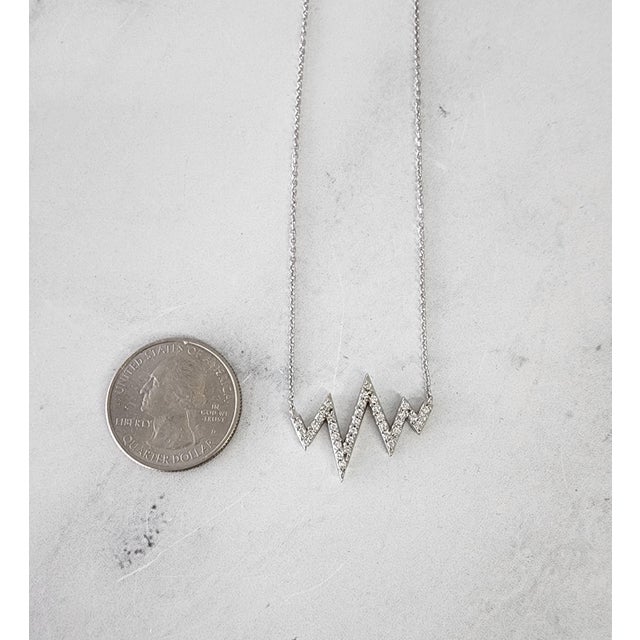 Lightning Bolt or Heartbeat Diamond Statement Necklace For Sale - Image 4 of 5