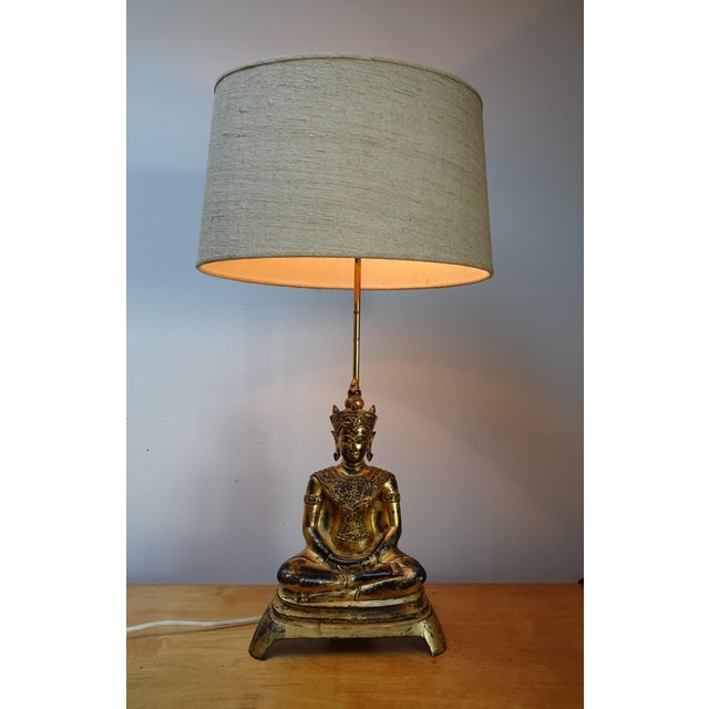 Ayutthaya Phra Chai Bronze Adjustable Gilded Table Lamp, 1960s For Sale - Image 13 of 18