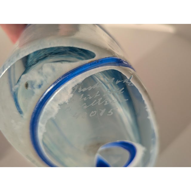 Kosta Boda "Galaxy Blue" 10.5" Large Bottle Vase, Bertil Vallien, Signed 48075 For Sale In New York - Image 6 of 6