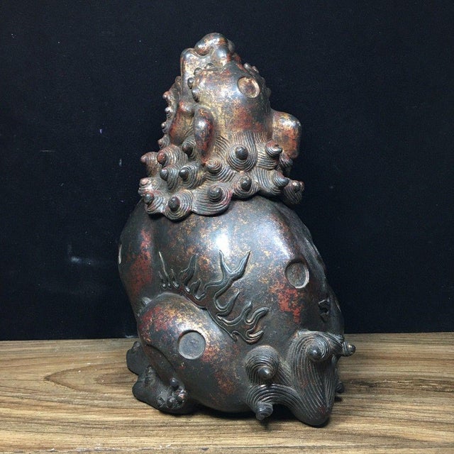 Vintage Bronze Guardian Lion Censer - Statue Incense Burner For Sale In Los Angeles - Image 6 of 9