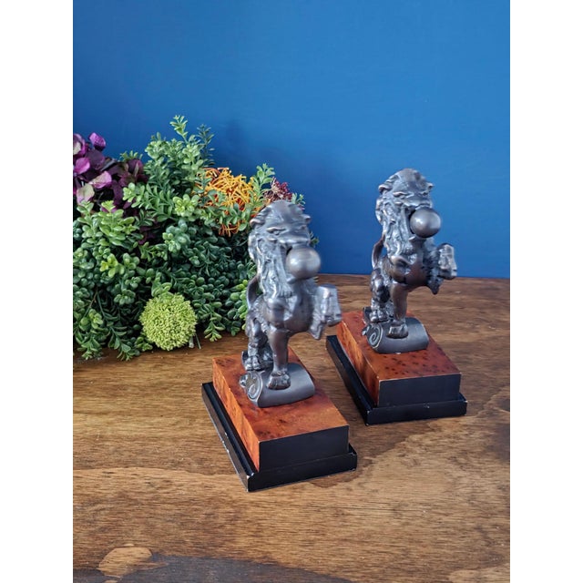 Antique Bronze & Wood Lion Bookend Pair For Sale In New York - Image 6 of 18