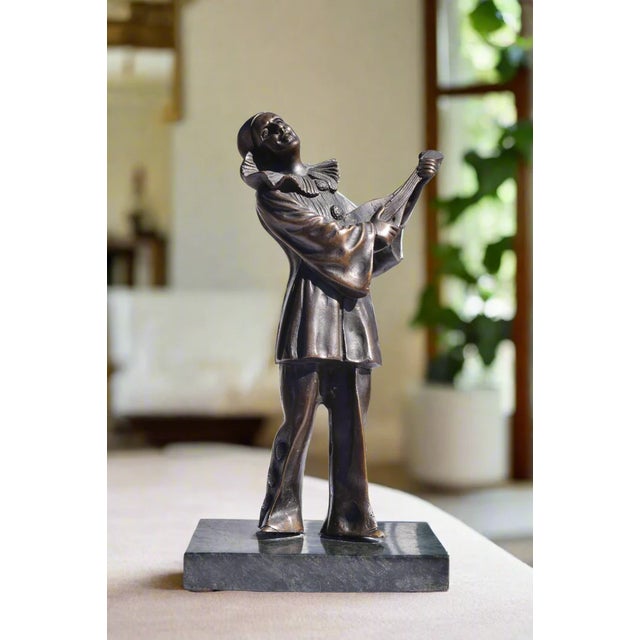 Art Deco Bronze Pierrot with Mandolin Era: Art Deco Period or Revival (c. 1925–1960) Style: Art Deco / Commedia dell'Arte...