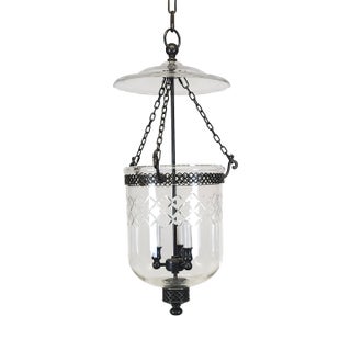 Vintage Bell & Jar Cut Lead & Heavy Bronze Finish Solid Brass Frame Chandelier For Sale