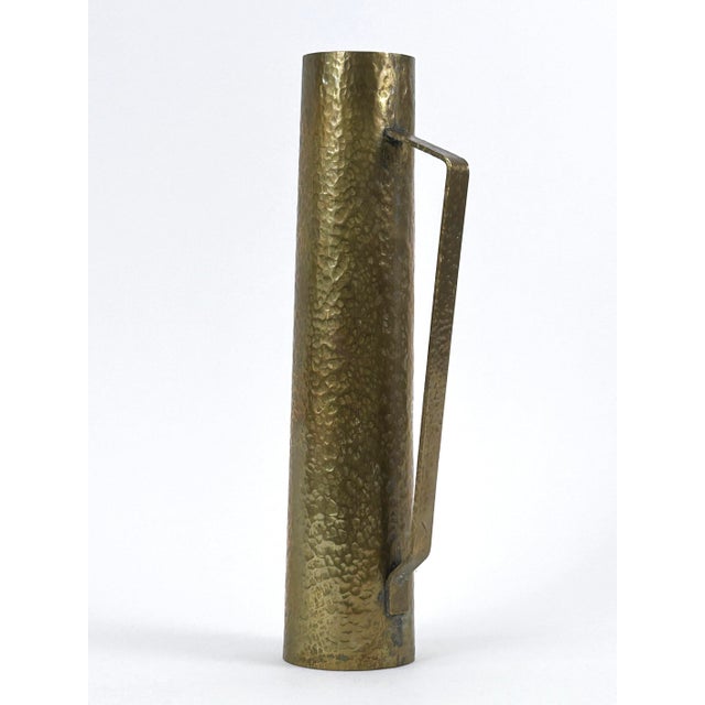 Mid-Century Modern Mid-Century Hammered Brass Tall Grip Vase, Germany, 1960s For Sale - Image 3 of 18