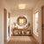 Scallop 19 Inch Flush Mount White Pleated Drum Ceiling Light - White Linen with Nickel or Weathered Brass for Entryway...