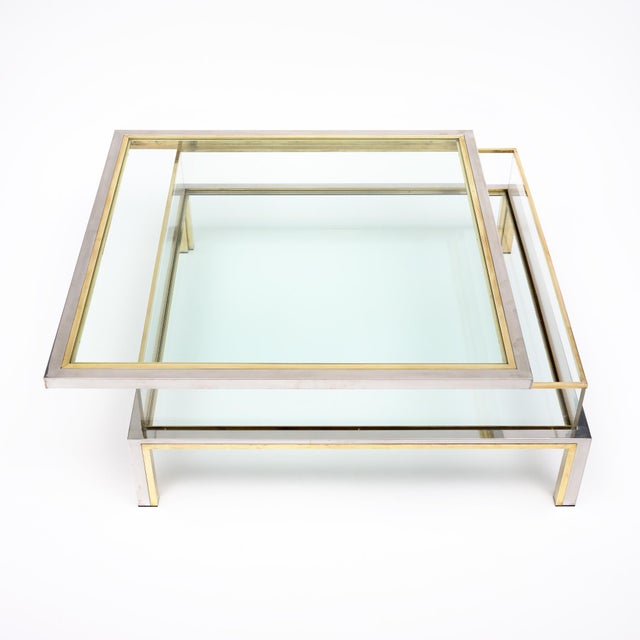Metal Romeo Rega Signed Coffee Table, Modernist Chrome and Brass, Circa 1960 For Sale - Image 7 of 9