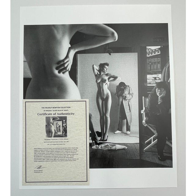 Printmaking Materials 'Self Portrait With Nude Model and Wife, Paris 1981" Vintage Silver Gelatin Print by Helmut Newton For Sale - Image 7 of 9