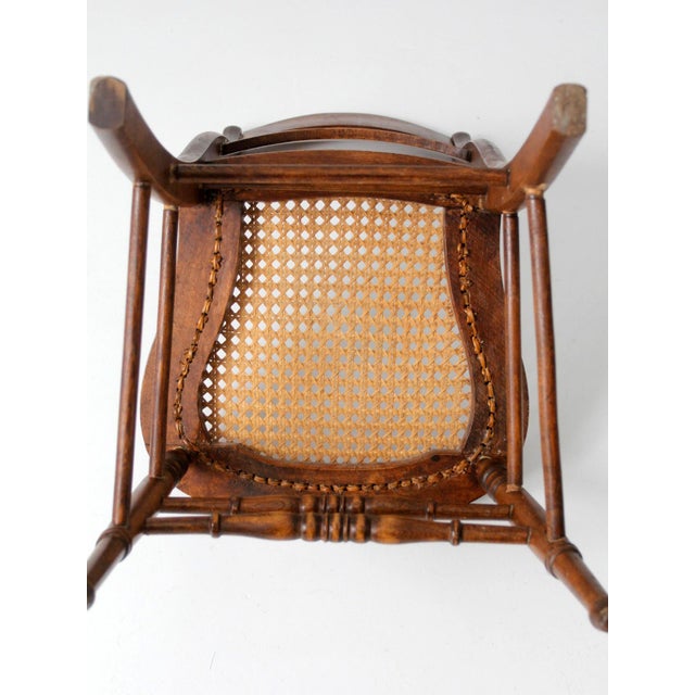 Antique Victorian Cottage Cane Seat Chair For Sale - Image 4 of 12
