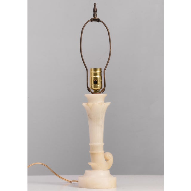 Italian Antique Italian Carved Alabaster Cornucopia Horn of Plenty Table Lamp For Sale - Image 3 of 10