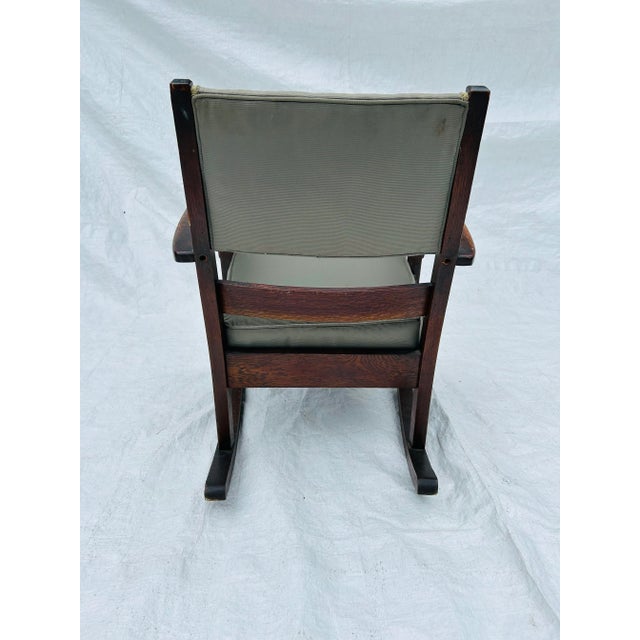 Vintage Mission Style Rocking Chair in Dark Oak For Sale - Image 9 of 10
